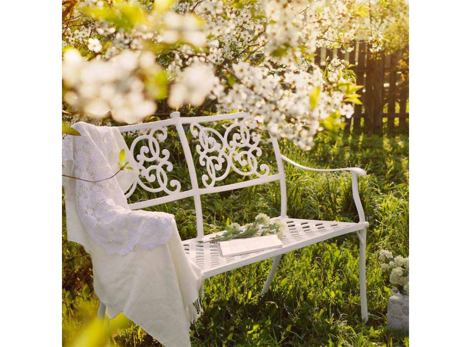 Stapelbar trädgårdsbänk i blank aluminiumglanseffekt - Sama Viadurini