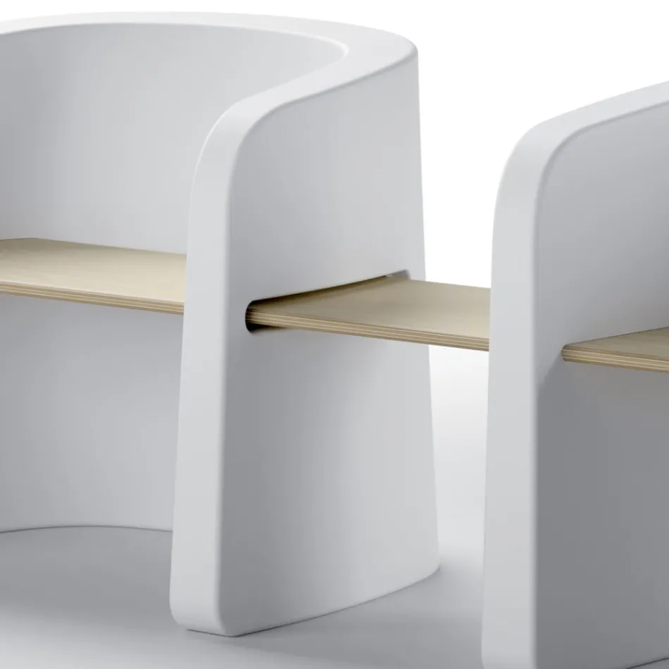 Trädgårdsbänk i polyeten och björkträ tillverkad i Italien - Talula Viadurini