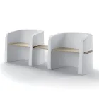 Trädgårdsbänk i polyeten och björkträ tillverkad i Italien - Talula Viadurini