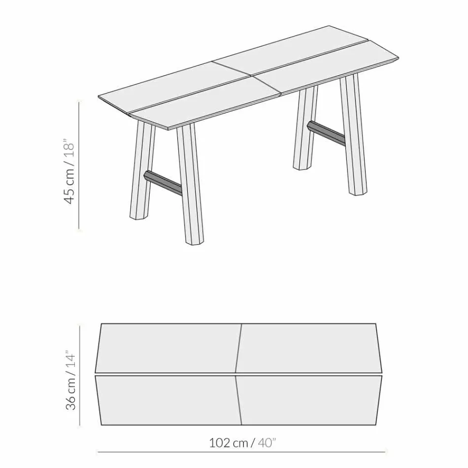 Bänk för modern design i ask med fanerad sits - Andria Viadurini