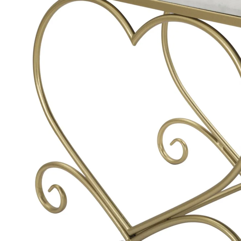 Bänk i guldjärn med säte vadderat och täckt i tyg - Alchimia Viadurini