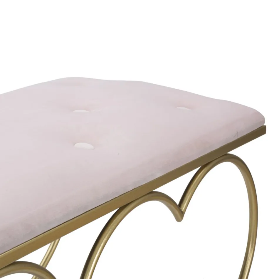 Bänk i guldjärn med säte vadderat och täckt i tyg - Alchimia Viadurini
