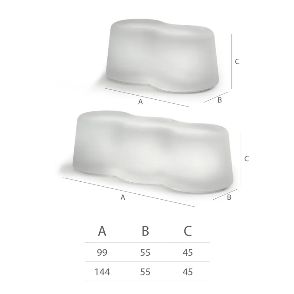 Vågig utomhusbänk i polyeten Tillverkad i Italien - Brenda Viadurini