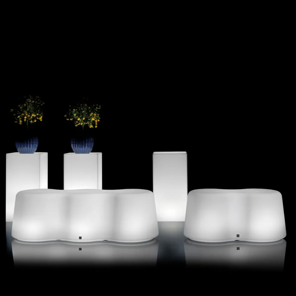 Vågig utomhusbänk i polyeten Tillverkad i Italien - Brenda Viadurini