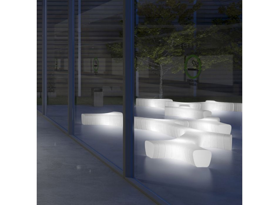 Lysande trädgårdsbänk i polyeten med LED Made in Italy - Galatea Viadurini