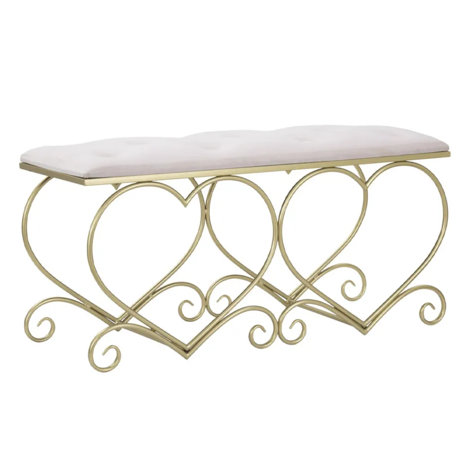 Guld järnbänk med vadderat säte täckt i tyg - Alchimia Viadurini