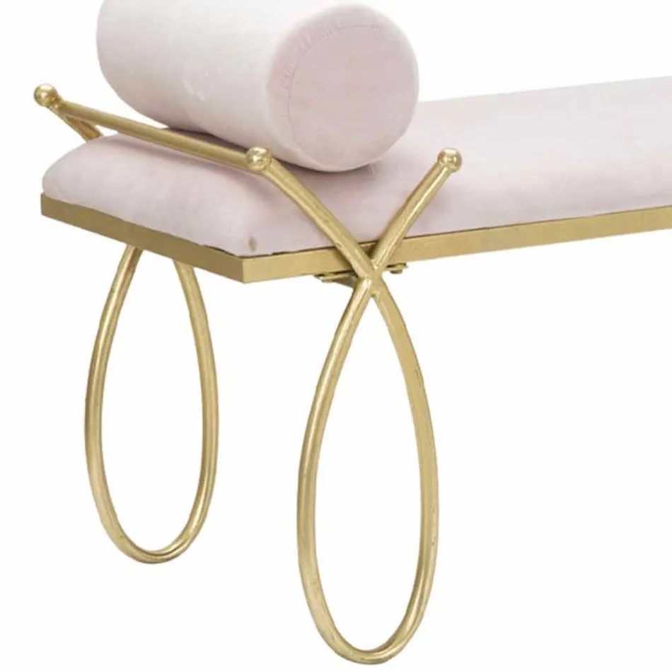 Modern design rektangulär bänk i järn, MDF och tyg - härdning Viadurini