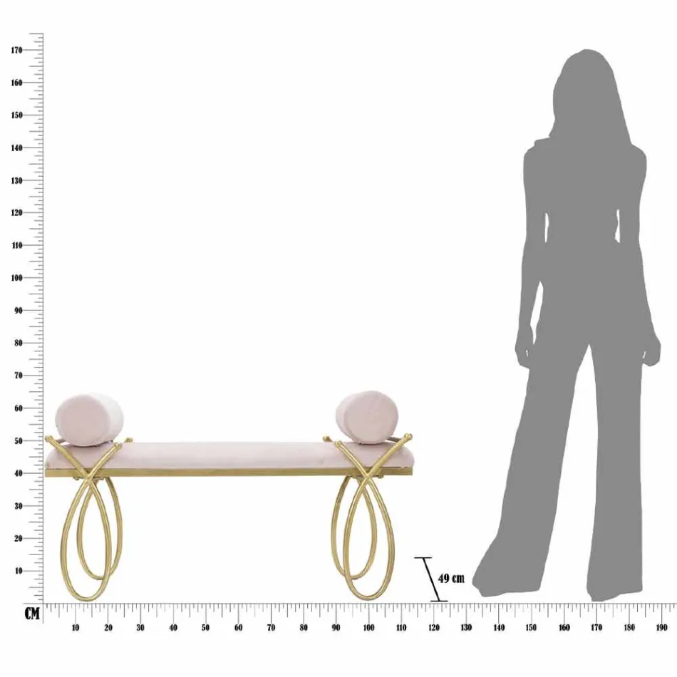 Modern design rektangulär bänk i järn, MDF och tyg - härdning Viadurini