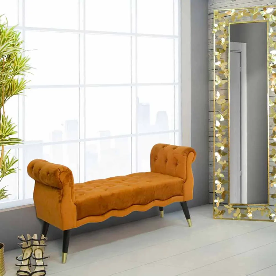 Modern design rektangulär bänk i trä och tyg - Theodore Viadurini