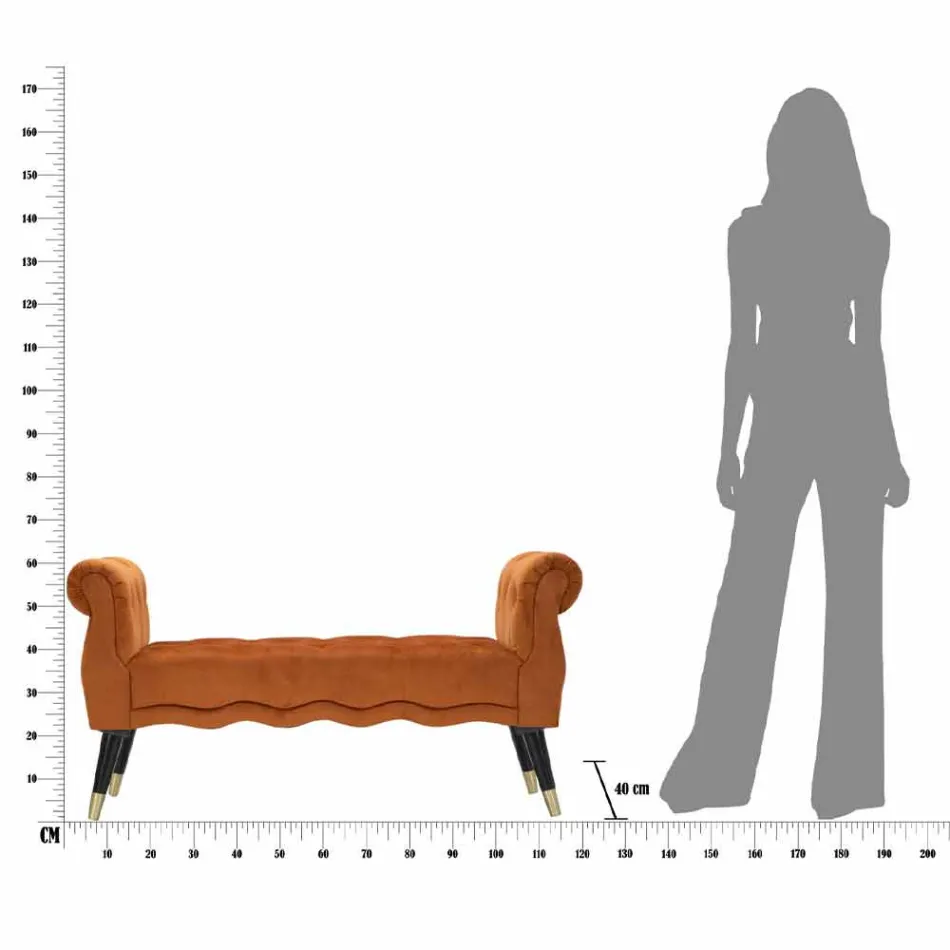 Modern design rektangulär bänk i trä och tyg - Theodore Viadurini