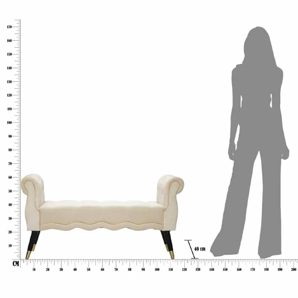 Modern design rektangulär bänk i trä och tyg - Theodore Viadurini