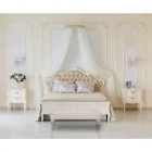 Shabby Chic bänk i trä med säte i quiltat tyg - Rocchetta Viadurini