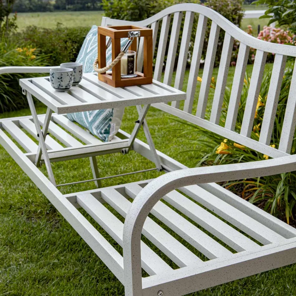 Utomhusbänk av metall med utdragbart bord - Graffetta Viadurini