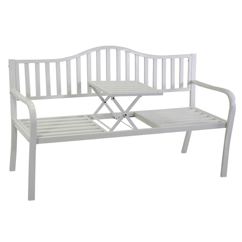 Utomhusbänk av metall med utdragbart bord - Graffetta Viadurini