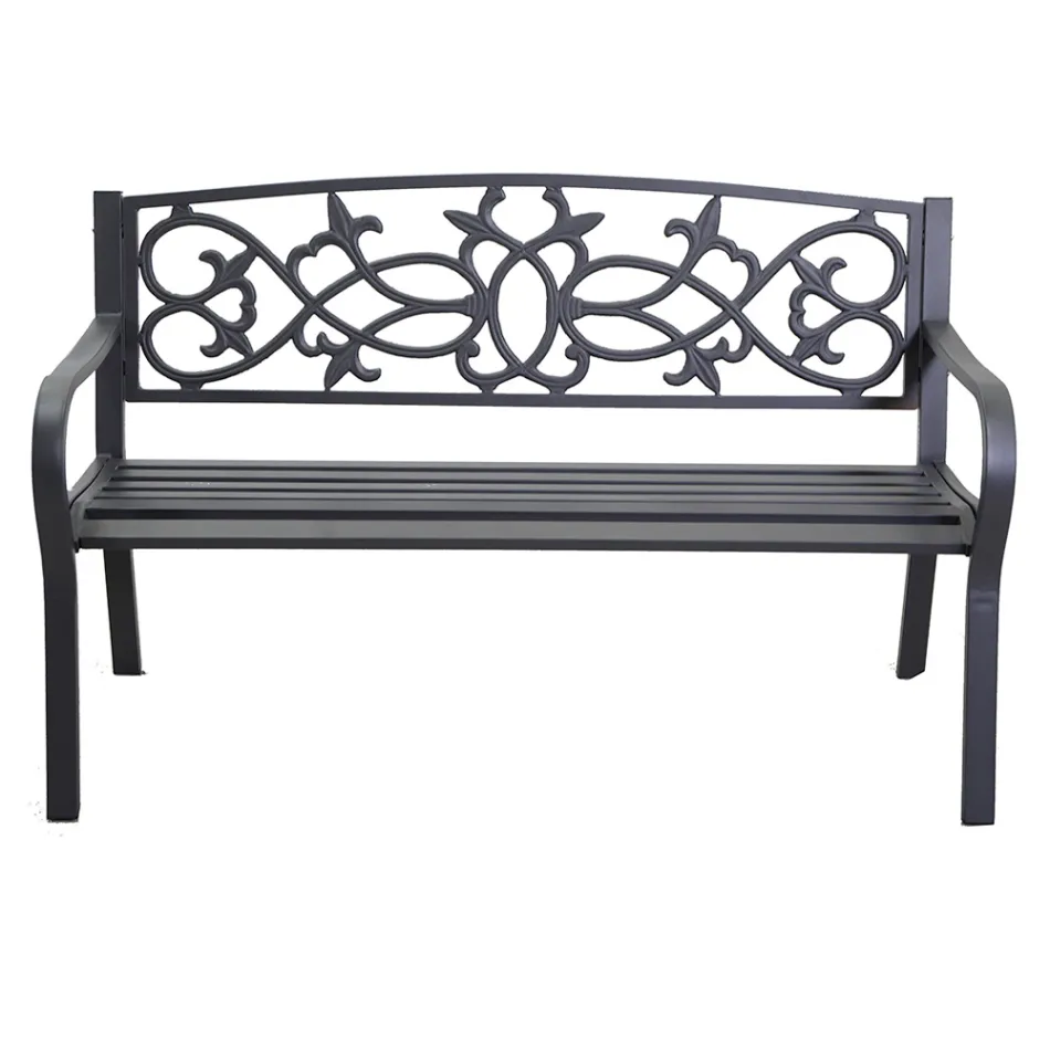 Trädgårdsbänk av metall med olika ytbehandlingar - Häftapparat Viadurini