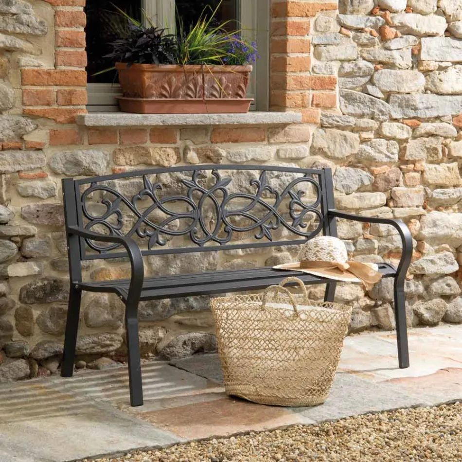 Trädgårdsbänk av metall med olika ytbehandlingar - Häftapparat Viadurini