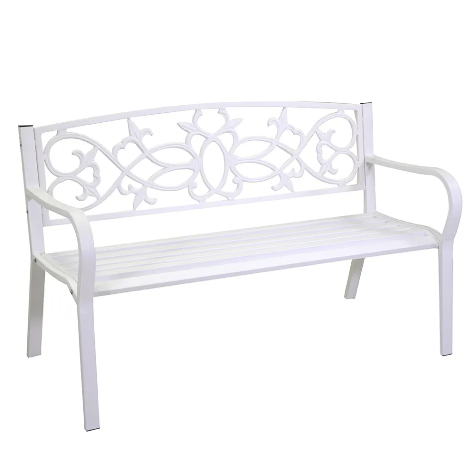 Trädgårdsbänk av metall med olika ytbehandlingar - Häftapparat Viadurini