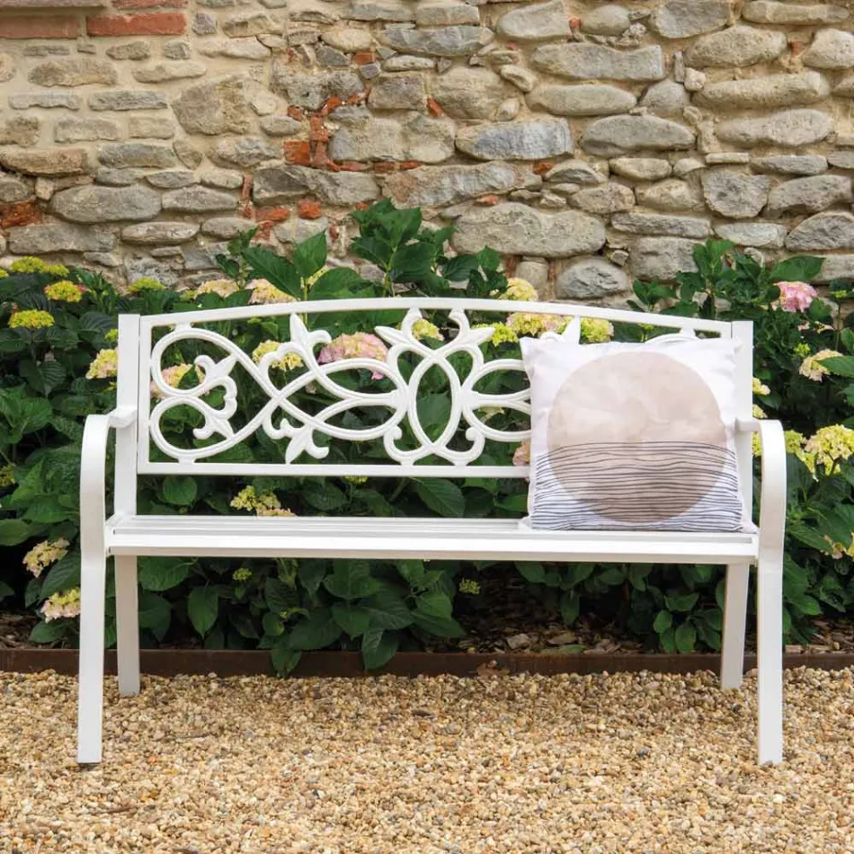 Trädgårdsbänk av metall med olika ytbehandlingar - Häftapparat Viadurini