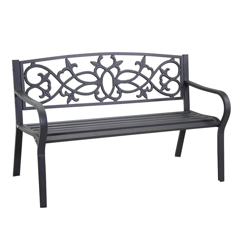 Trädgårdsbänk av metall med olika ytbehandlingar - Häftapparat Viadurini