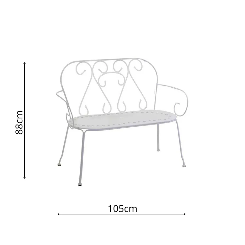 Trädgårdsbänk helt tillverkad av metall - Arkiv Viadurini