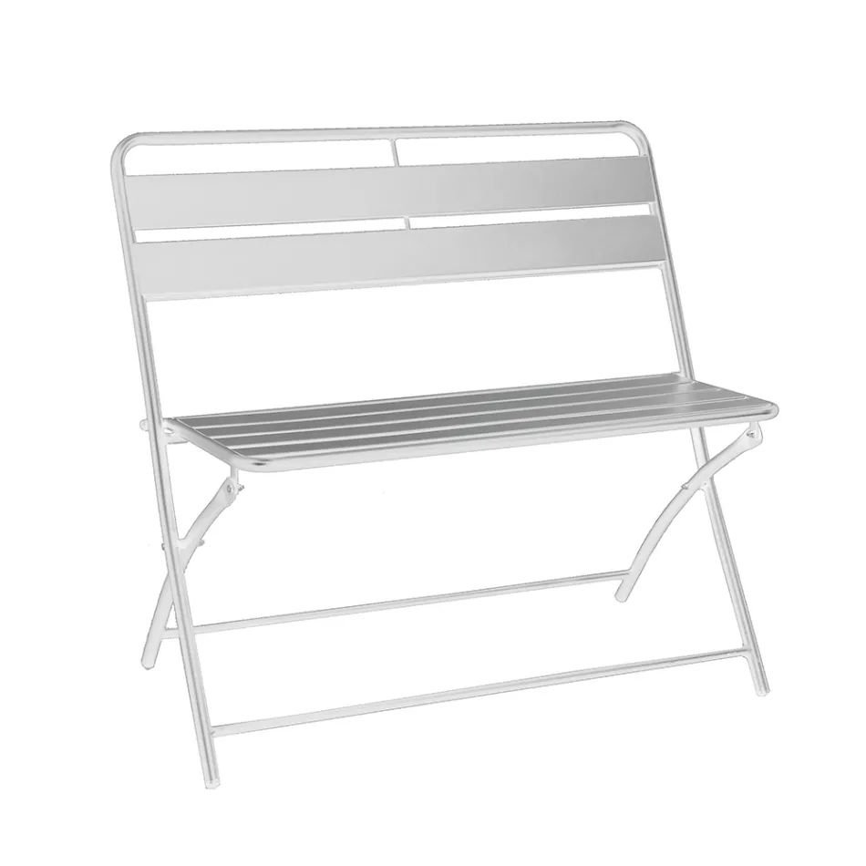 Hopfällbar trädgårdsbänk av metall - Ribbon Viadurini