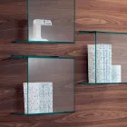 Väggpanel i Canaletto valnöts- och glashyllor 2 storlekar - basilika Viadurini