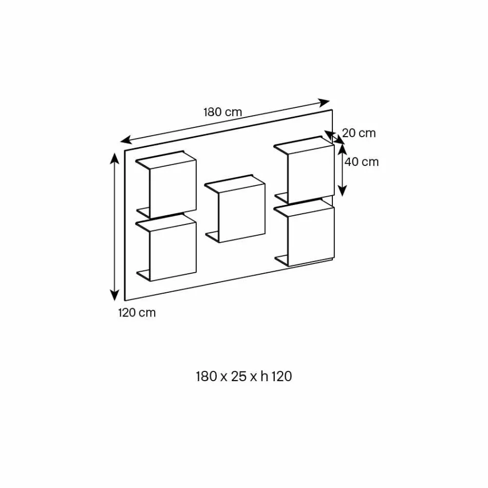 Väggpanel i Canaletto valnöts- och glashyllor 2 storlekar - basilika Viadurini