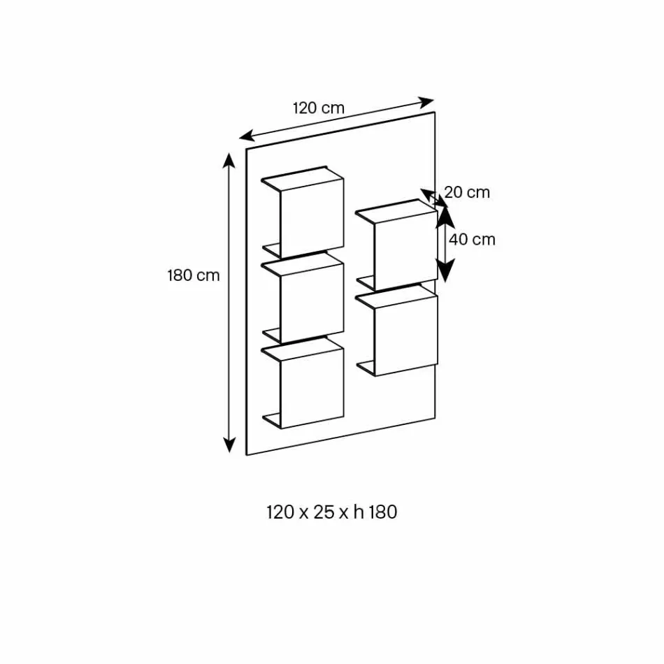 Väggpanel i Canaletto valnöts- och glashyllor 2 storlekar - basilika Viadurini