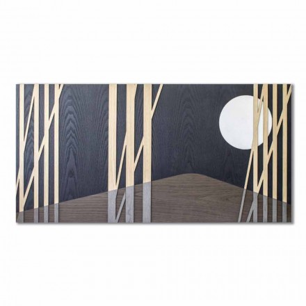 Dekorativ panel 120x60 med naturliga träinlägg och basrelief - Fuca Viadurini