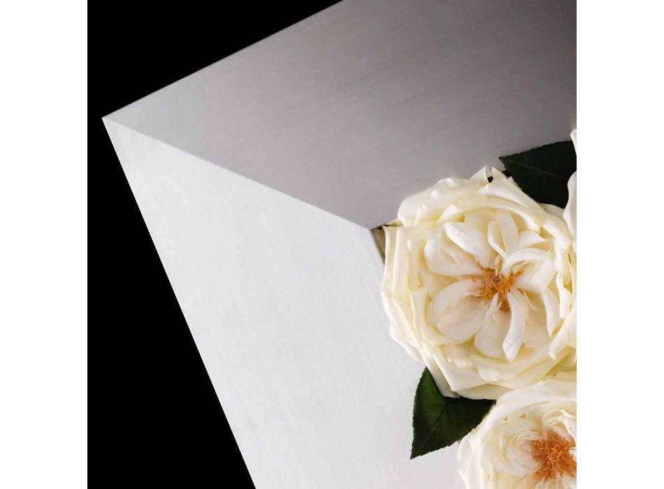 Dekorativ väggpanel i metall och vita rosor Tillverkad i Italien - Rosina Viadurini