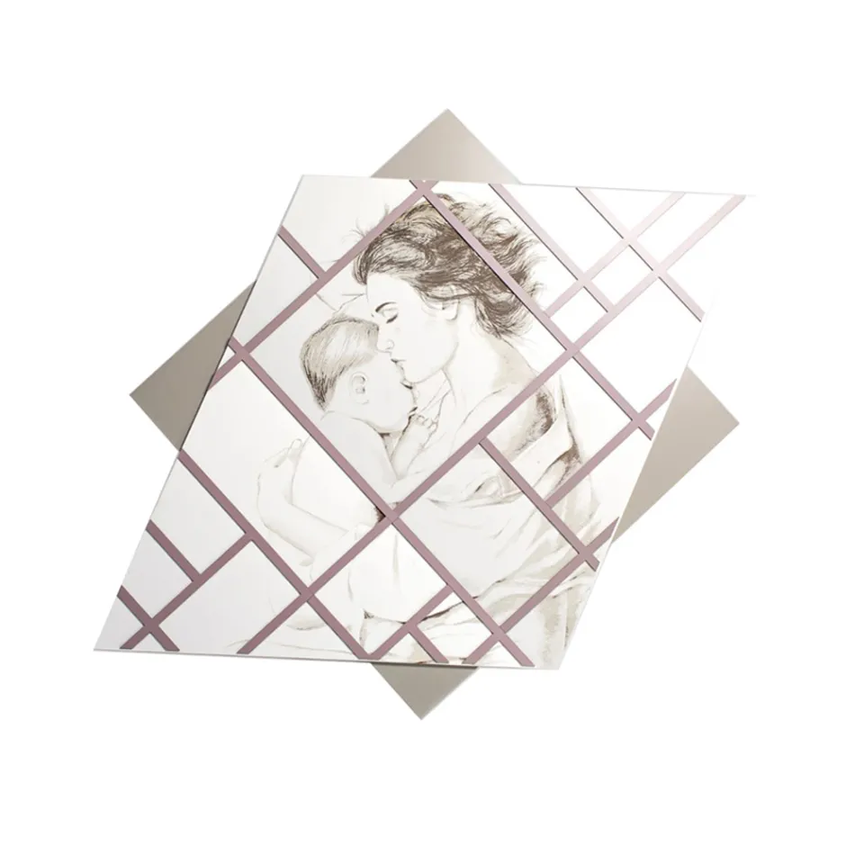 Lasergraverad panel med kvinna och barn gjord i Italien - Harald Viadurini