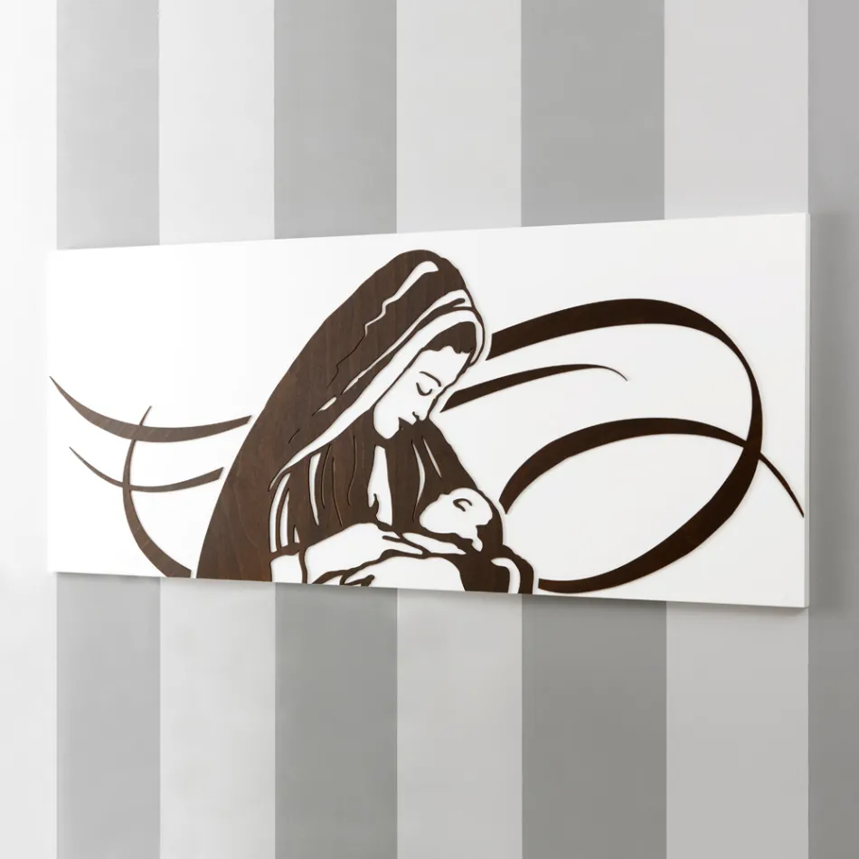 Panel gjord med lasergravyr som föreställer mamman gjord i Italien - Chiyo Viadurini