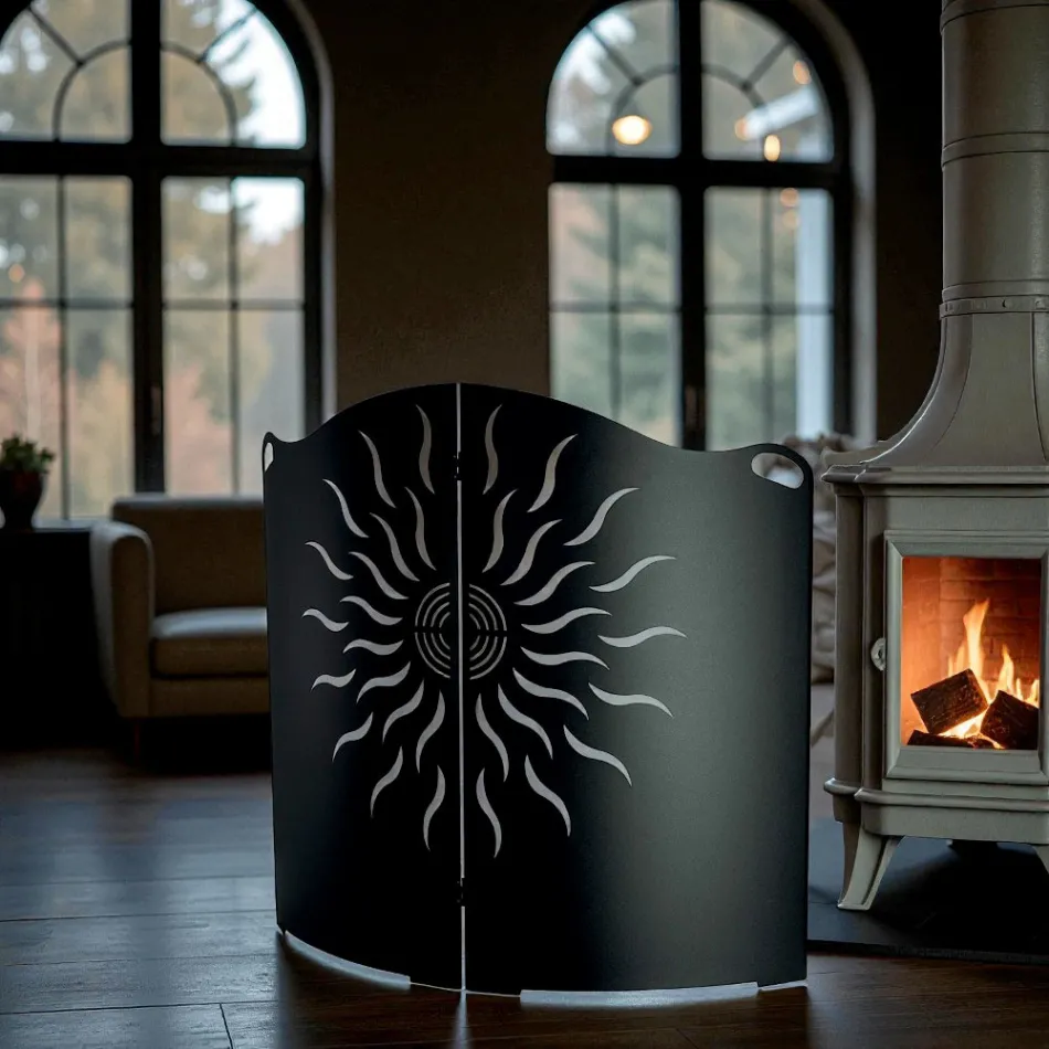 Böjt spisskydd med 2 metalldörrar Tillverkad i Italien - Anka Viadurini