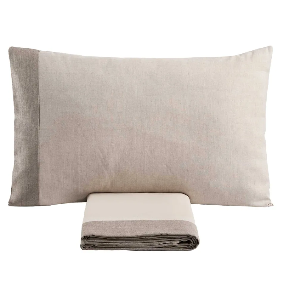 Dubbelt påslakanset i 90 % bomull och 10 % linne Tillverkat i Italien - Nestlé Viadurini