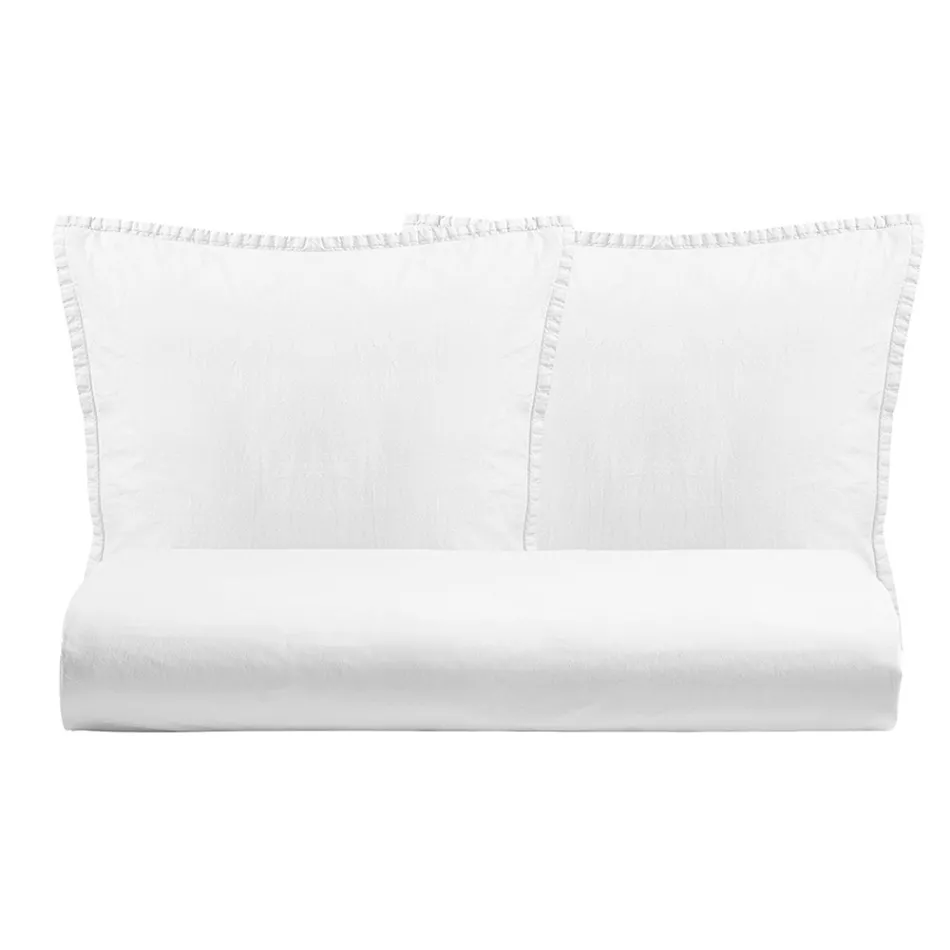 Dubbelt påslakanset i ren plaggfärgad bomull med 2 örngott - delikatess Viadurini