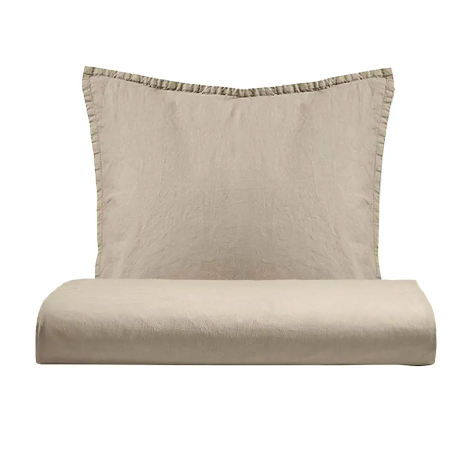 Enkelt påslakanset i ren plaggfärgad bomull med 1 örngott - delikatess Viadurini