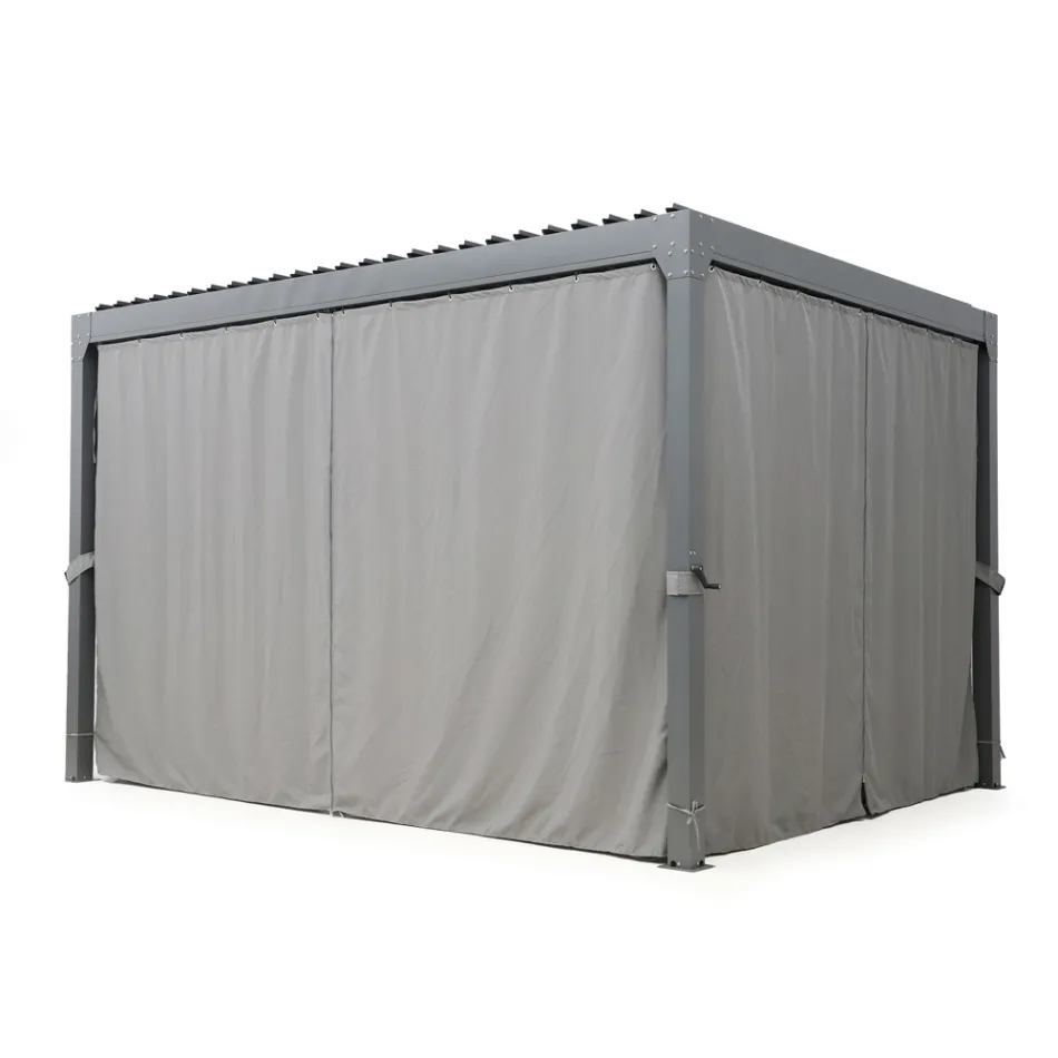 Pegola 3x4 mt i antracitlackerad aluminium med vev - Levante Viadurini