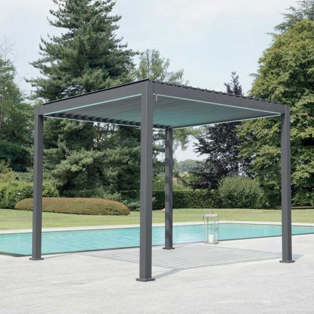 Pegola 3x4 mt i antracitlackerad aluminium med vev - Levante Viadurini