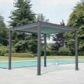 Pergola 3x4 mt i antracitlackerad aluminium med vev - Levante