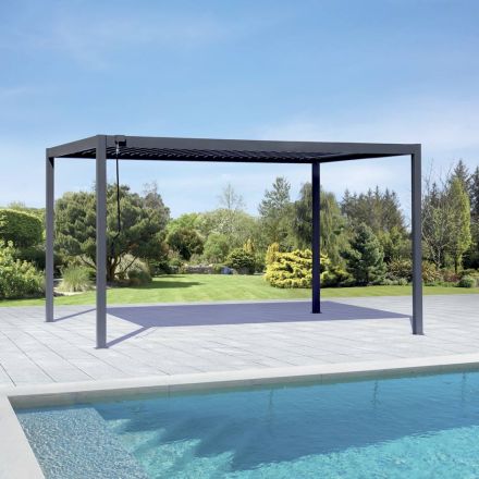 Antracit aluminiumpergola med justerbart tak - Vitta Viadurini