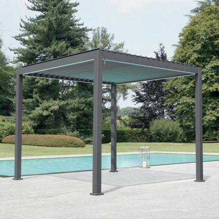 Aluminiumpergola med justerbart tak från Crank - Eolo Viadurini