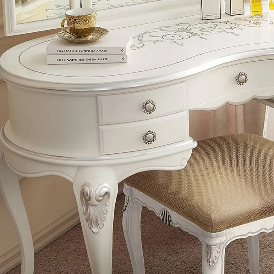 Klassisk sminkkam i trä med spegel tillverkad i Italien - Cambrige Viadurini