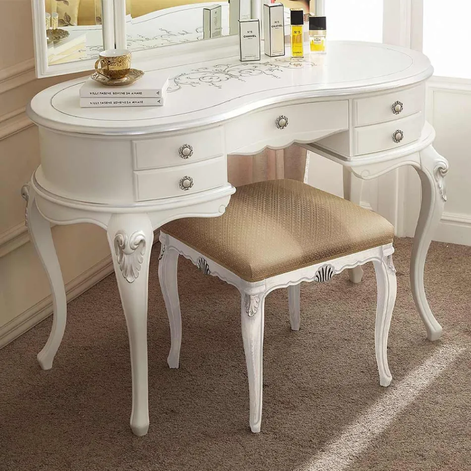 Klassisk sminkkam i trä med spegel tillverkad i Italien - Cambrige Viadurini