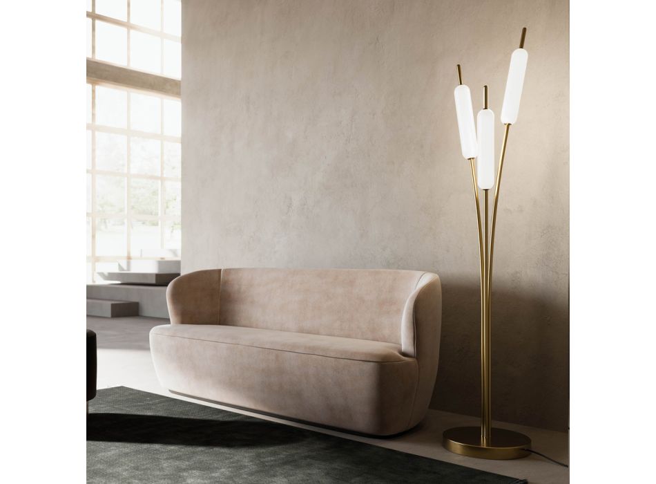 3 Lights Golvlampa i mässing och glas Modern Elegant Design - Typha av Il Fanale Viadurini