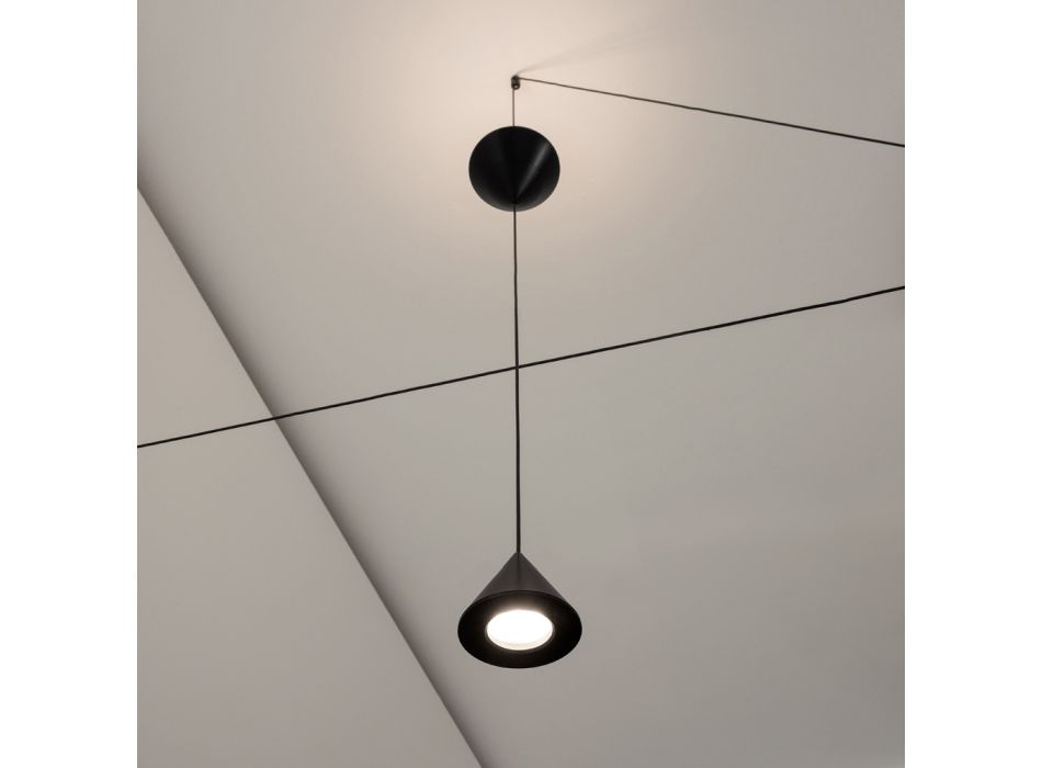 Golvlampa i svart aluminium och dubbel kon Minimal Design - Mercado Viadurini