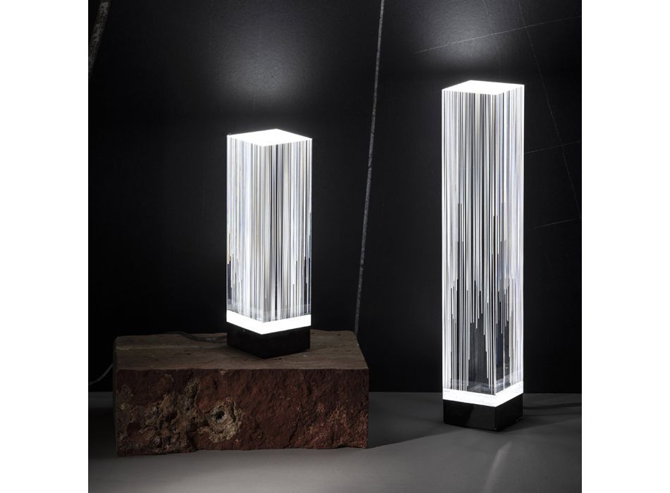 Led golvlampa i satin akryl kristall Triptyk Design - Crystol Viadurini