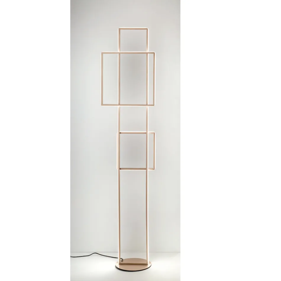 Design LED golvlampa i guld eller silvermålad metall - Formell Viadurini