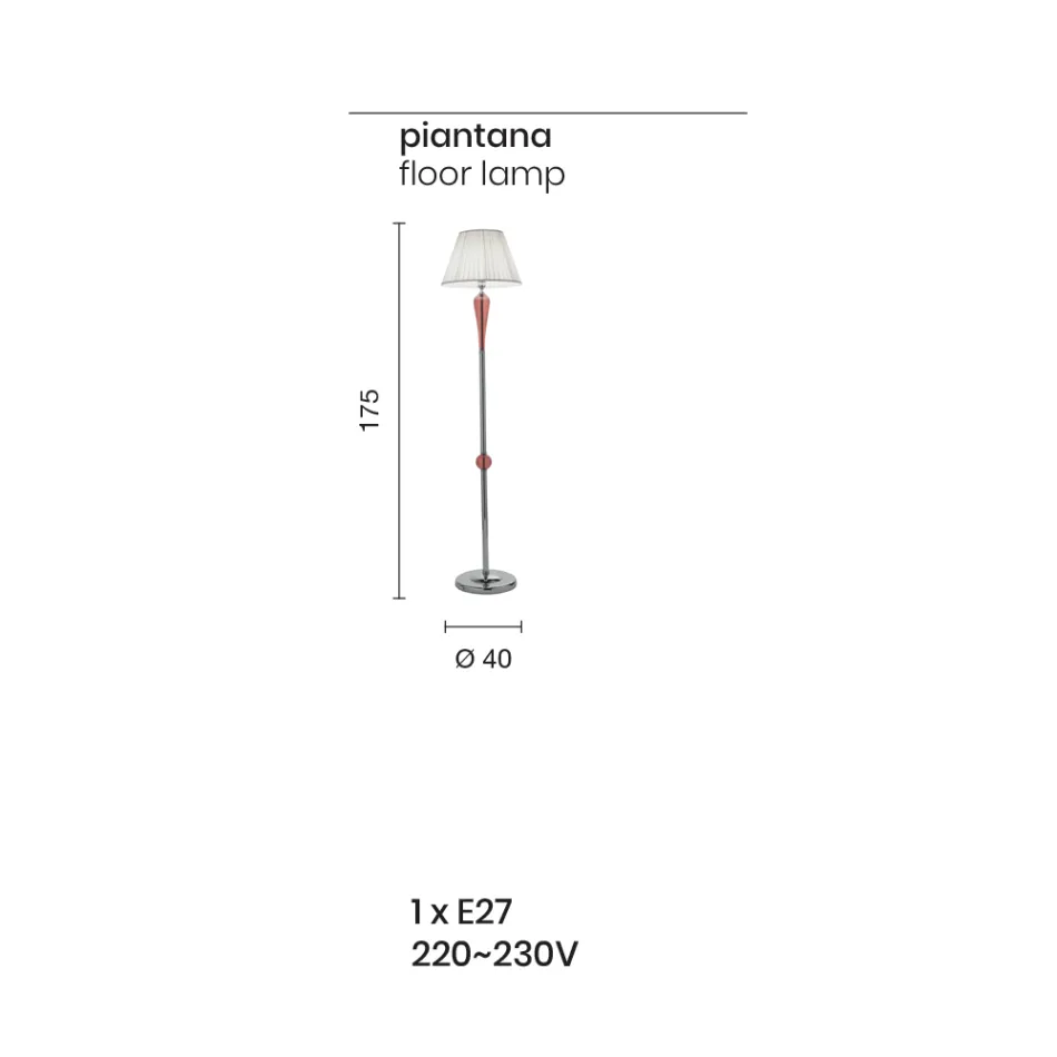 Klassisk handgjord italiensk golvlampa i glas och metall med lampskärm - Oliver Viadurini