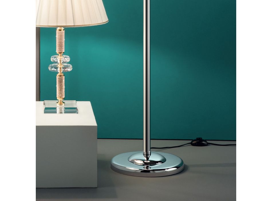 Klassisk design golvlampa i krom, kristall och briljant metall - Sisifo Viadurini