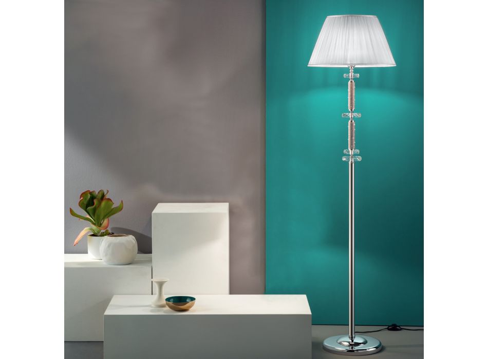 Klassisk design golvlampa i krom, kristall och briljant metall - Sisifo Viadurini